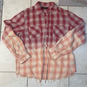 🔥🔥 Amiri Ombré Metallic Plaid Cotton Flannel Shirt Red